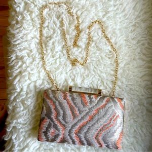 Sondra Roberts Box purse with gold chain